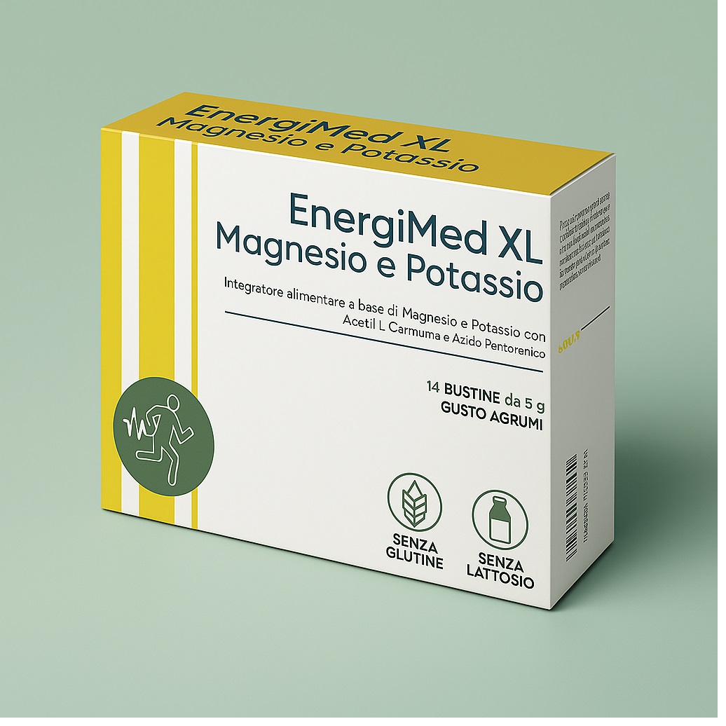 Confezione EnergiMed XL Magnesio e Potassio, 14 bustine gusto agrumi